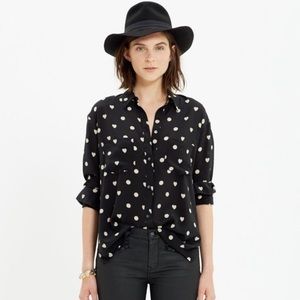 Madewell Silk Spotlight Shirt in Hearts and Dots